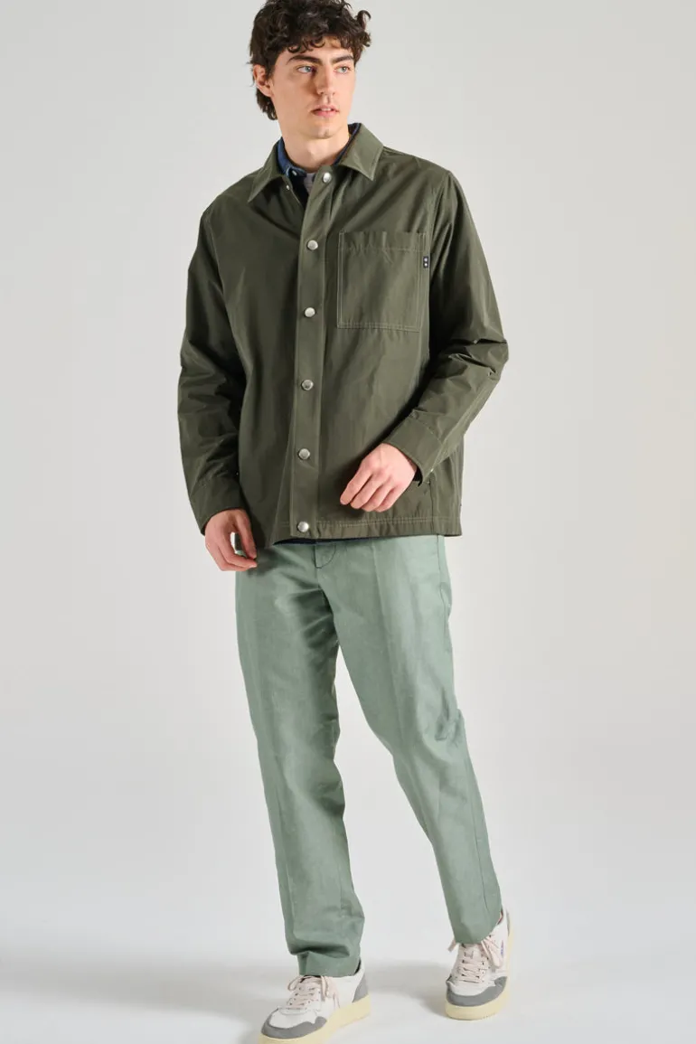 Giacca camicia over tessuto verde