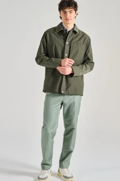 Giacca camicia over tessuto verde