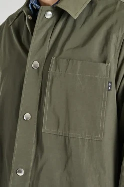 Giacca camicia over tessuto verde