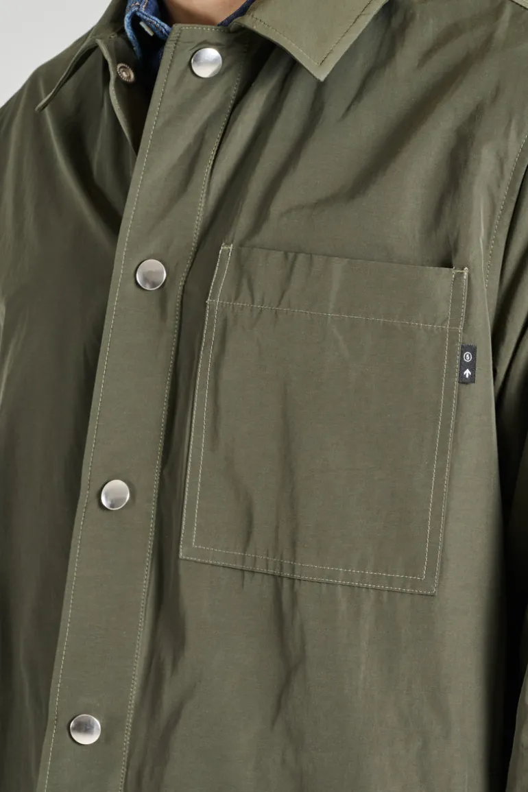 Giacca camicia over tessuto verde