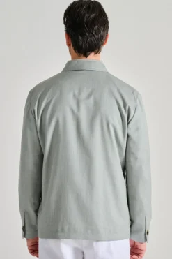 Giacca camicia tessuto verde