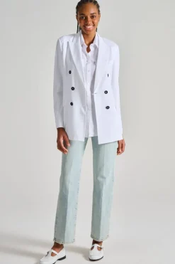 Giacca doppiopetto piquet bianco