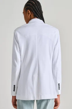 Giacca doppiopetto piquet bianco