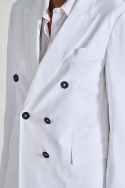 Giacca doppiopetto piquet bianco
