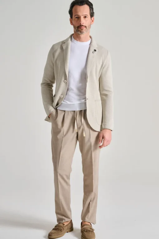 Giacca maglia beige