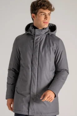 Giaccone collo in maglia grigio uomo