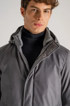 Giaccone collo in maglia grigio uomo