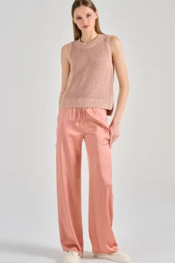 Gilet maglia paillettes rosa