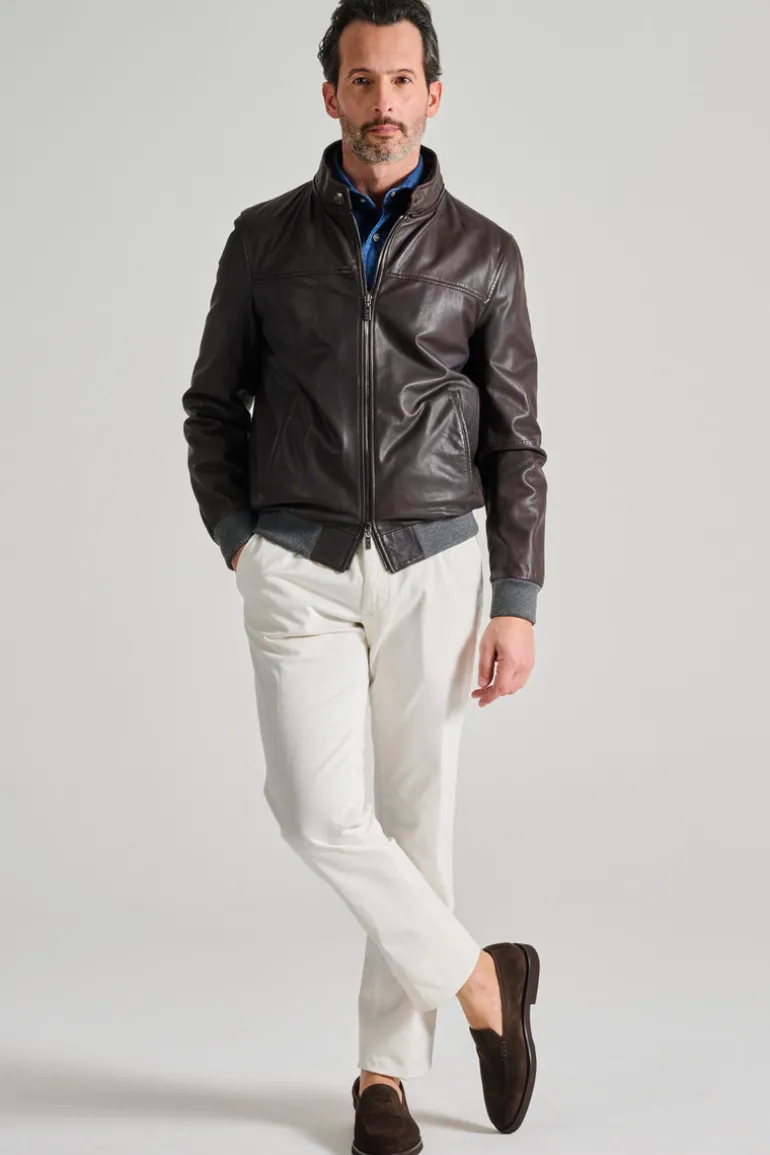 Giubbotto pelle marrone