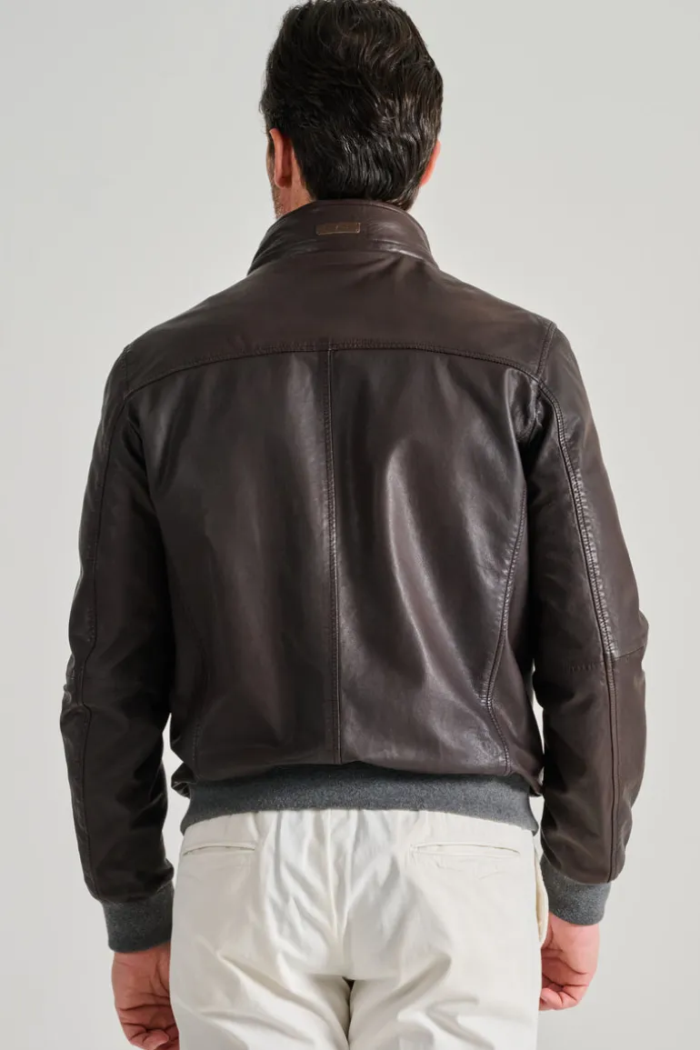 Giubbotto pelle marrone