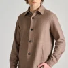 Giubbotto shirt jacket lino marrone
