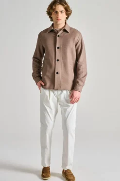 Giubbotto shirt jacket lino marrone