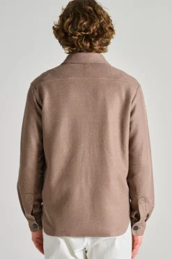 Giubbotto shirt jacket lino marrone