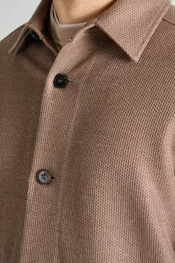 Giubbotto shirt jacket lino marrone