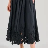 Gonna en fleur cotone popelini nero