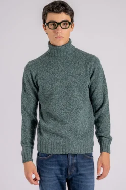 Maglia dolcevita extra fine lana merino verde