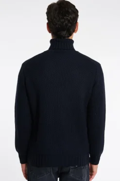 Maglia dolcevita nido d'ape blu uomo