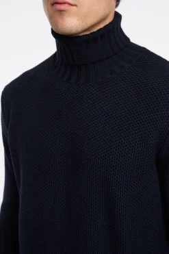 Maglia dolcevita nido d'ape blu uomo