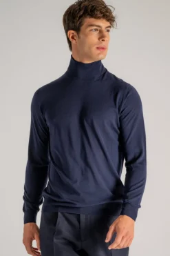 Maglia dolcevita royal merino blu