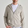 Maglia full zip cappuccio cotone grigio