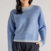 Maglia girocollo azzurro donna