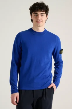 Maglia girocollo cotone blu
