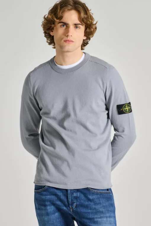 Maglia girocollo cotone blu