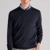Maglia girocollo flex wool lana vergine/poliammide blu