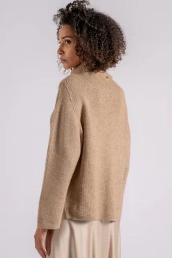 Maglia starlight collo alto poliammide/lana/alpaca marrone