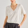 Maglie scollo a v cotone bianco
