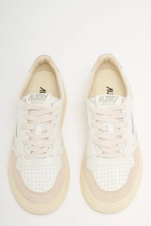 Medalist low wom leat suede bianco donna