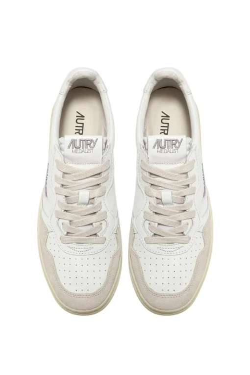 Medalist low wom leat suede bianco donna