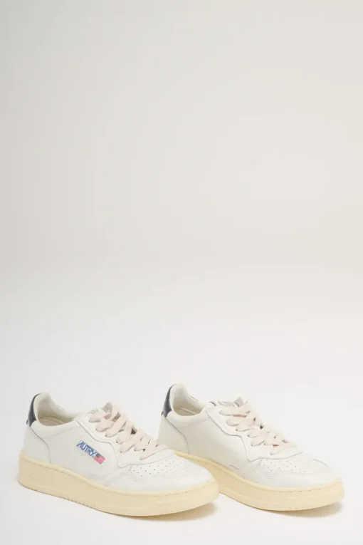 Medalist low wom leatleat bianco e blu donna