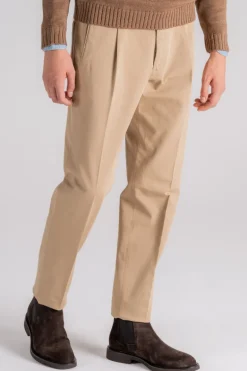 Pantalone beige in cotone/elastam