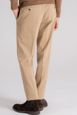 Pantalone beige in cotone/elastam