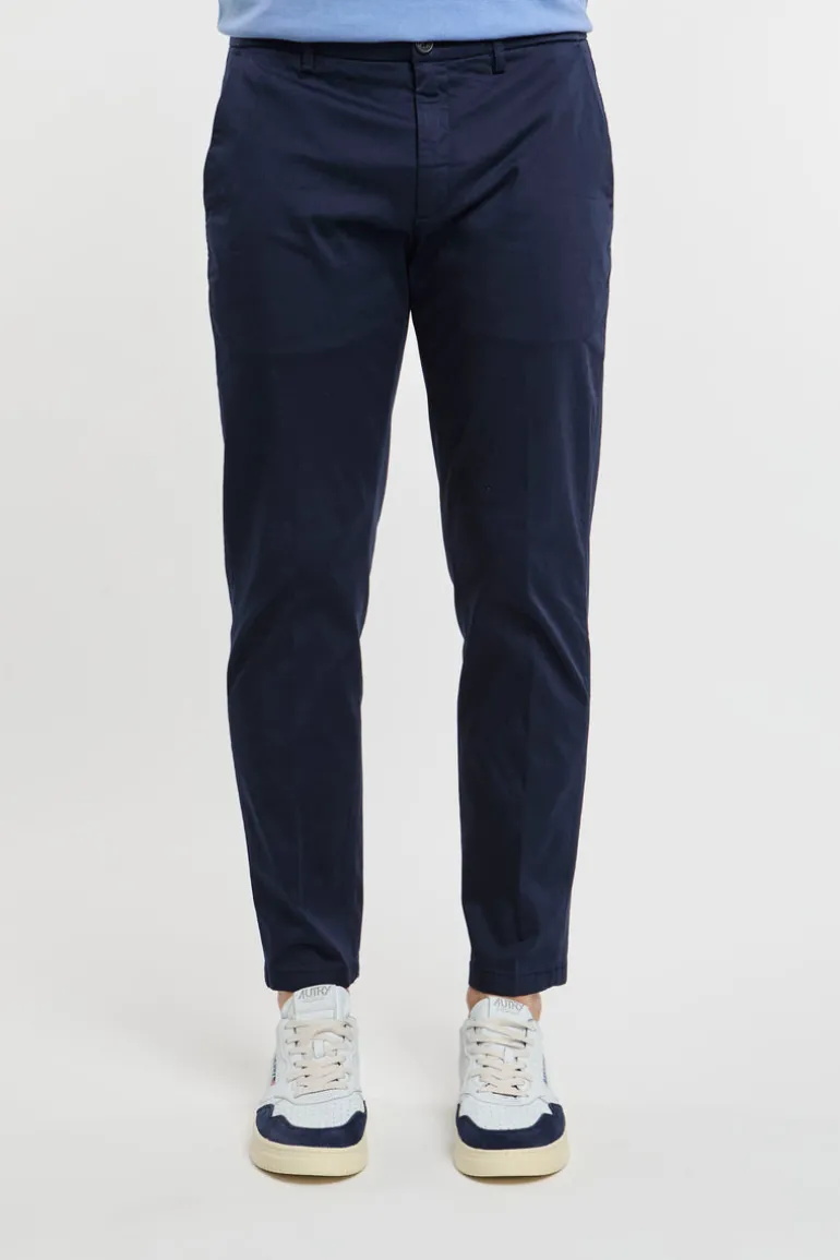 Pantalone prince chinos crop blu in cotone