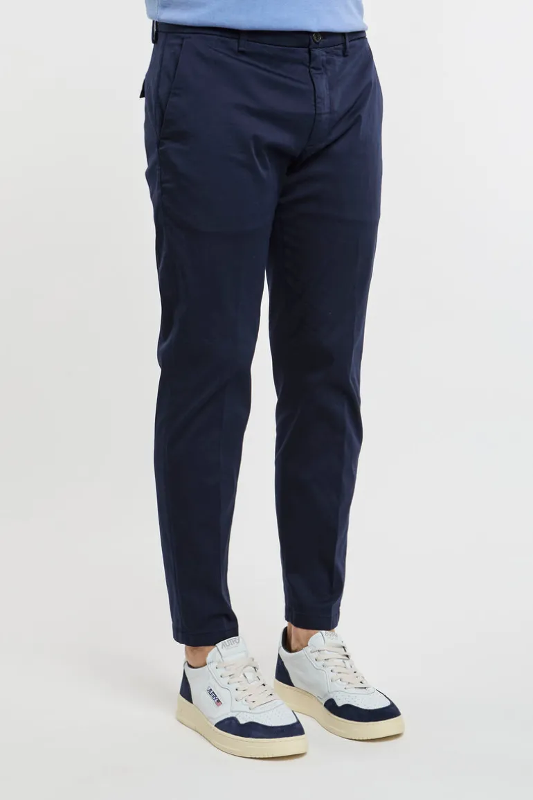 Pantalone prince chinos crop blu in cotone