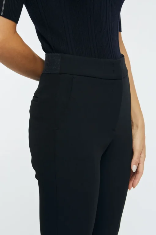 Pantalone tela tecnica double nero donna