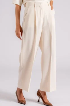 Pantalone triacetato/poliestere beige