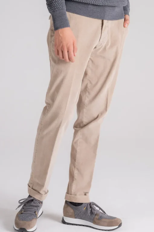 Pantalone velluto mille righe beige