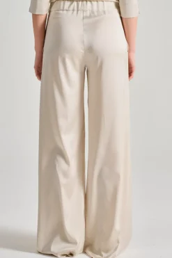 Pantaloni anvers satin risvolto beige