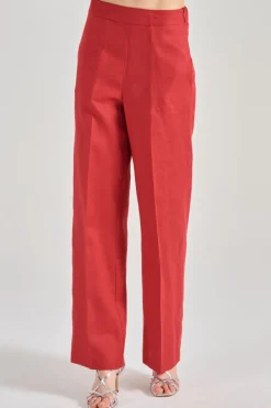 Pantaloni cesira tessuto rosso