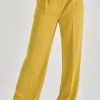 Pantaloni con cintura tessuto giallo
