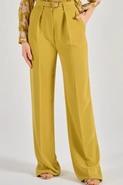 Pantaloni con cintura tessuto giallo
