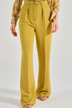 Pantaloni con cintura tessuto giallo
