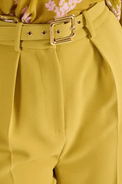 Pantaloni con cintura tessuto giallo