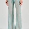 Pantaloni flared jersey lurex verde