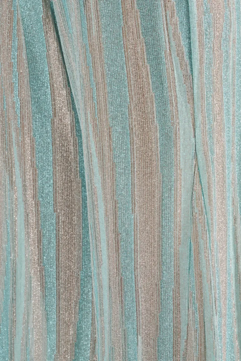 Pantaloni flared jersey lurex verde