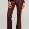 Pantaloni trumpet in velluto stretch cotone/viscosa marrone