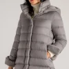 Piumino con cappuccio grigio donna